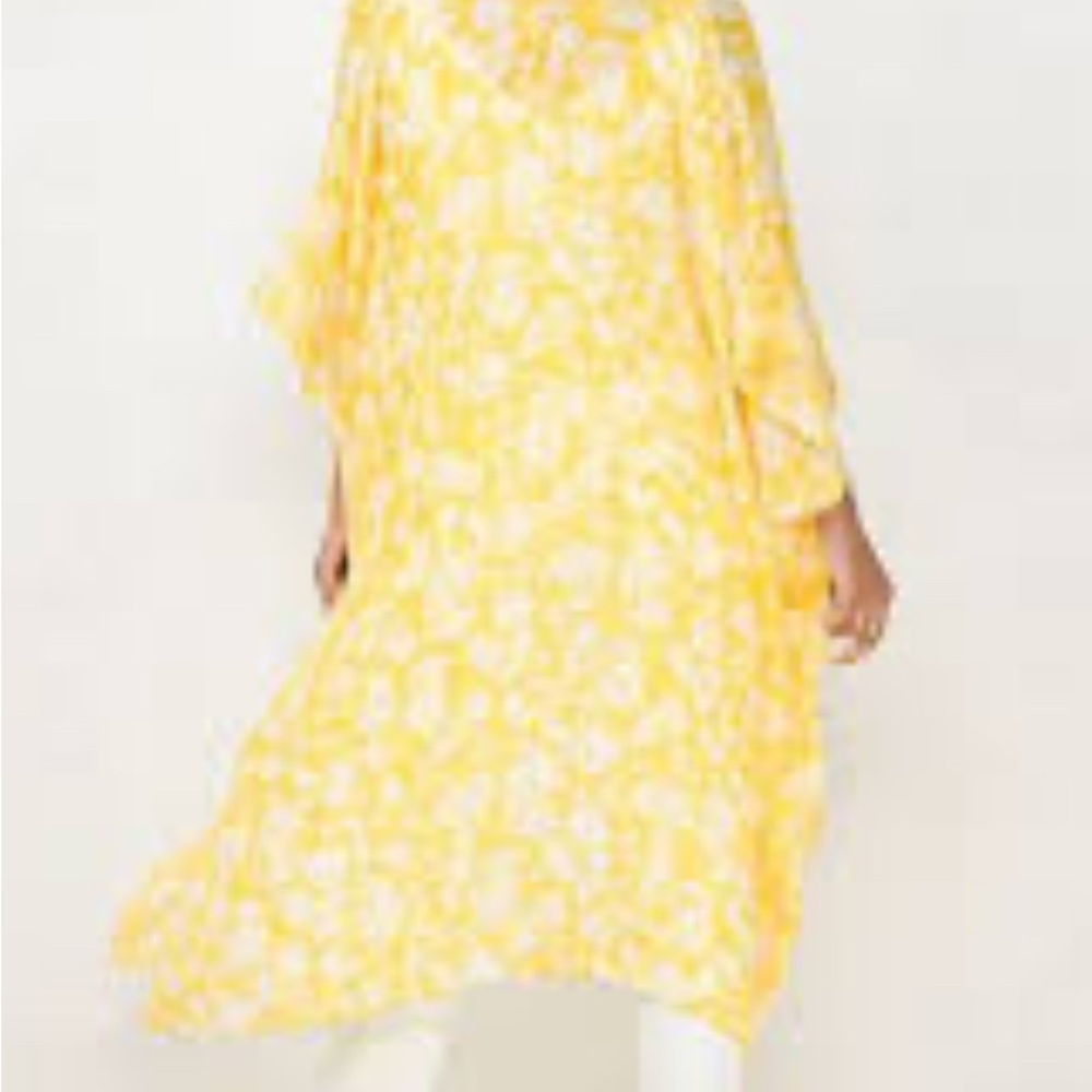 Lauren Conrad Yellow White OS Beach Cover Up Lightweight Cape Duster Ruana - Picture 2 of 6